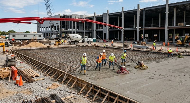 Commercial Slab Construction in Williamsburg, VA
